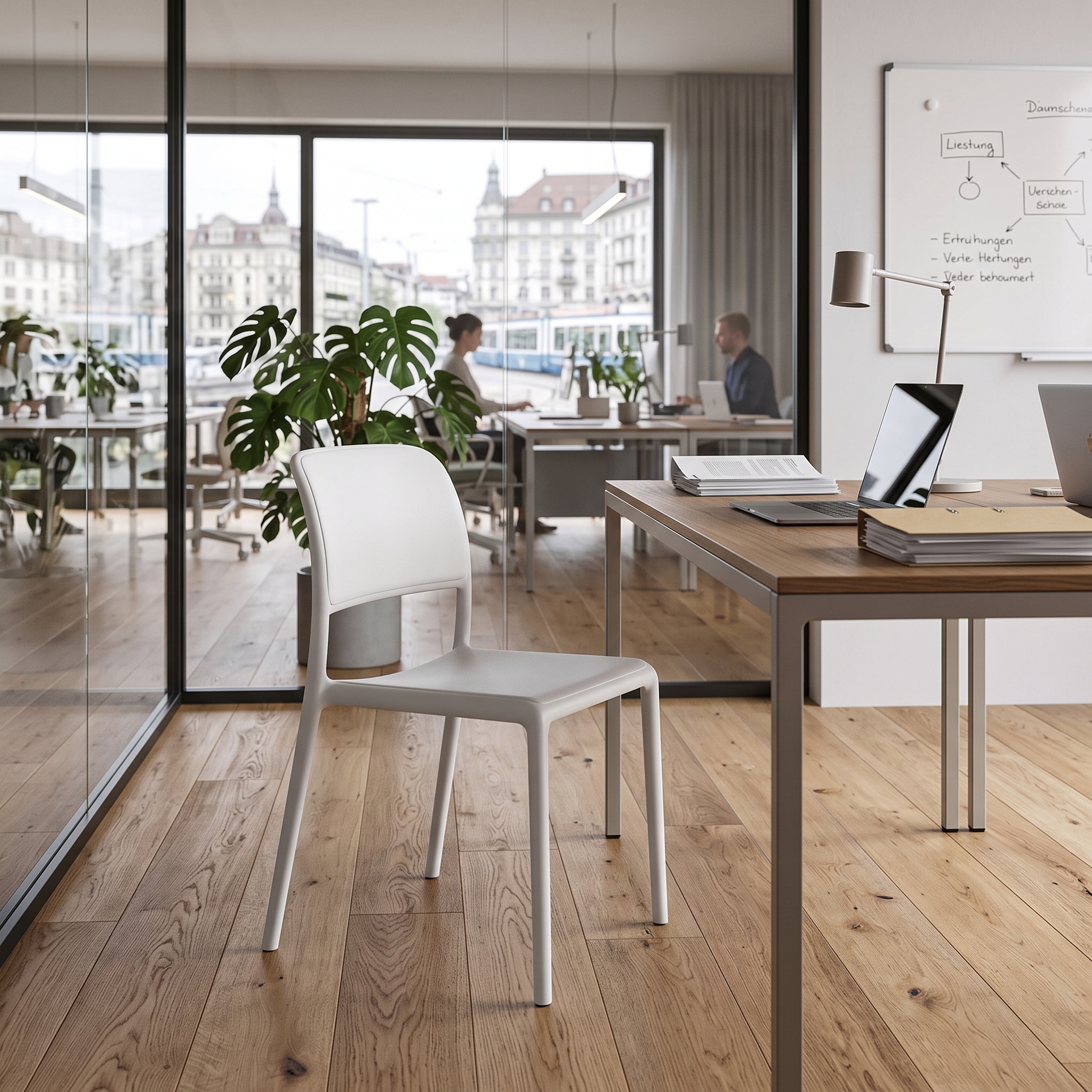 Riva Bistrot kunststof stoelen in een schoolrefter